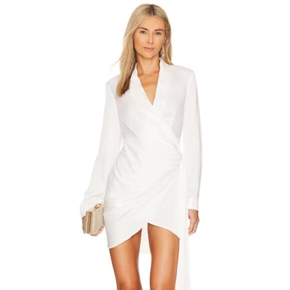 NWT superdown Sophie Draped Mini Dress in White Satin medium - Picture 1 of 5